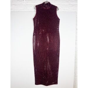 Retrofete Burgundy Sequin Midi Dress